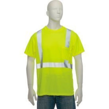 OCCUNOMIX OccuNomix Standard Wicking Birdseye Class 2 T-Shirt W/ Pocket Hi-Vis Yellow, S, LUX-SSETP2B-YS LUX-SSETP2B-YS